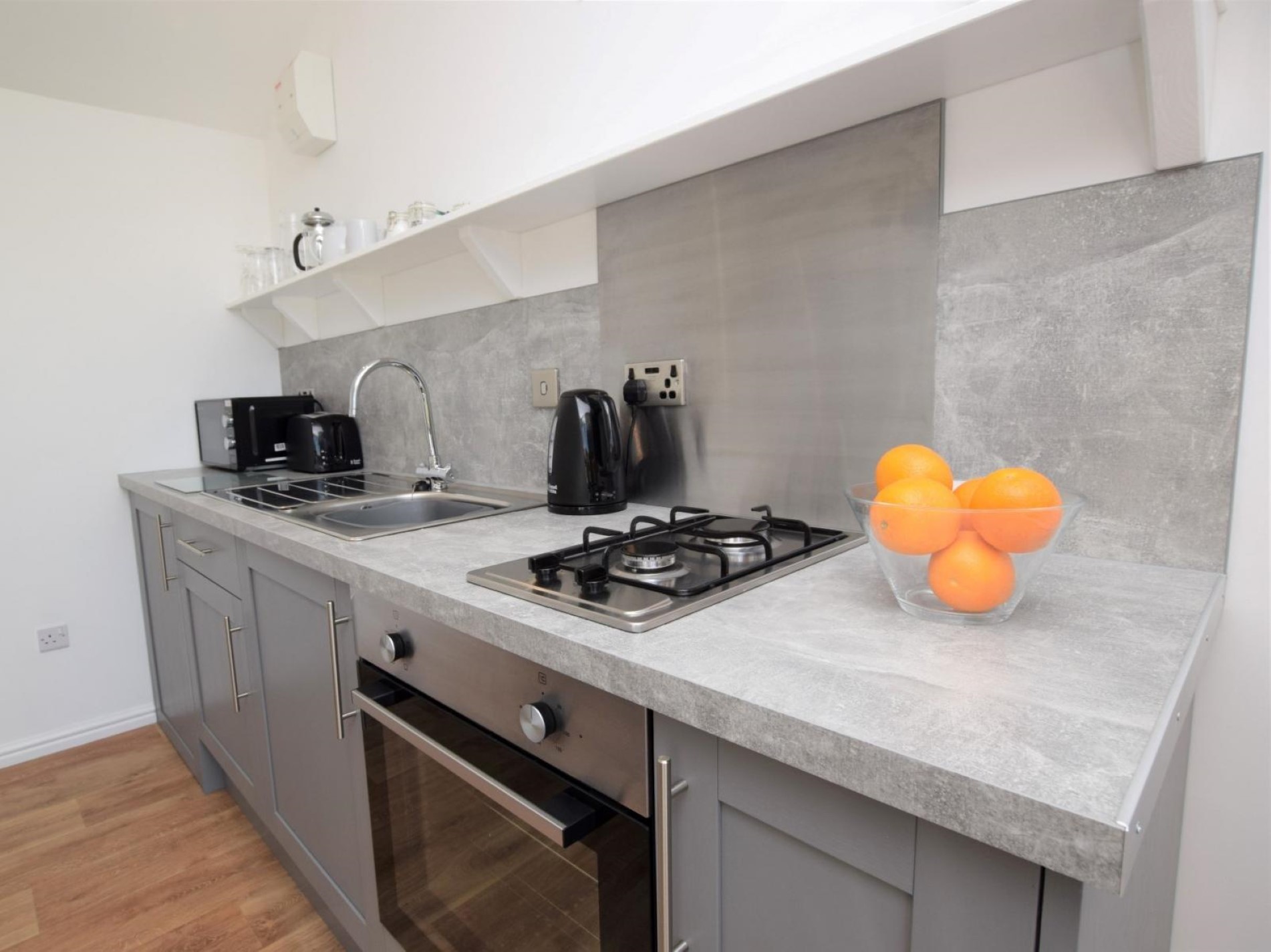 The well equiped kitchen space