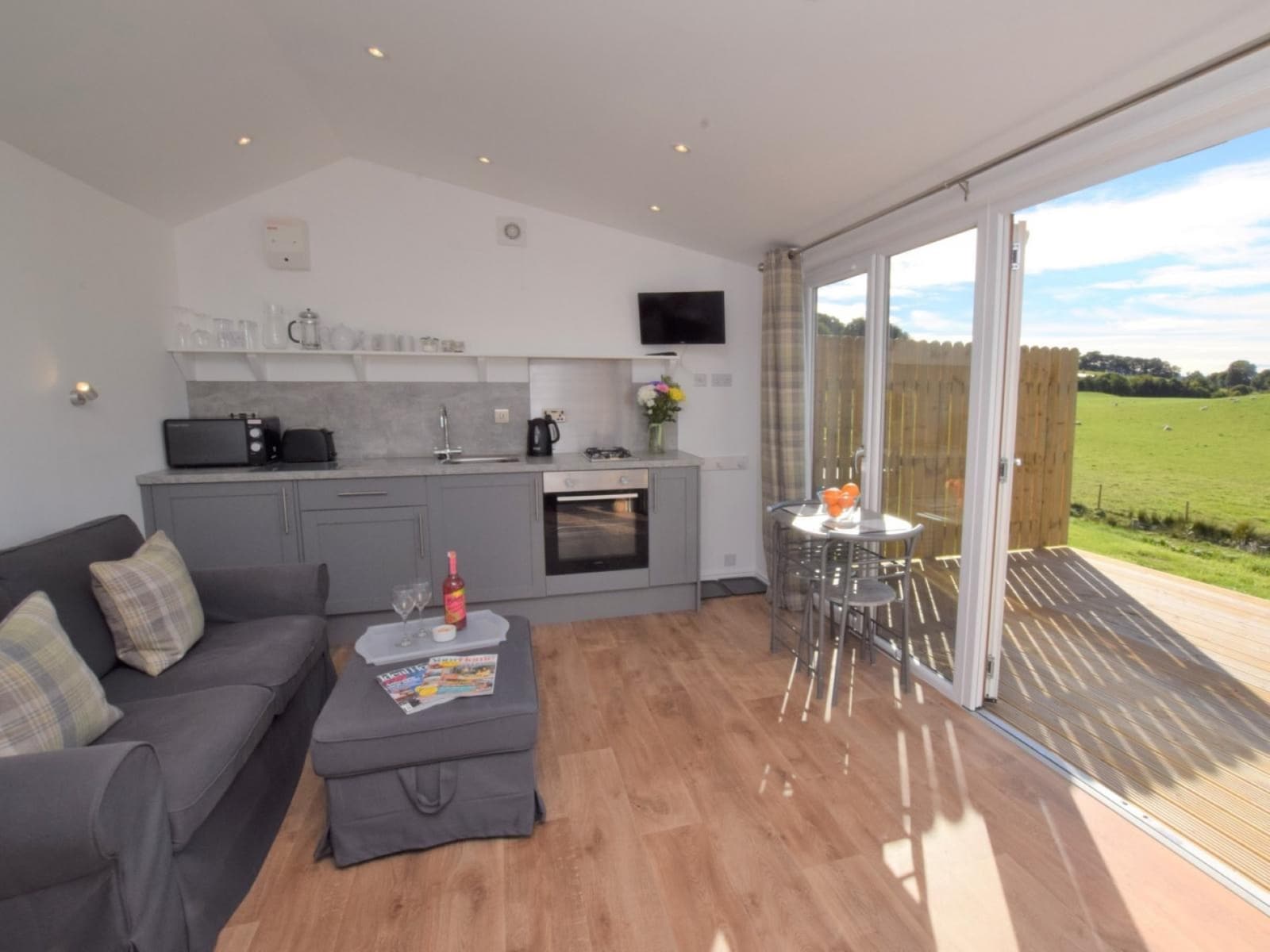 Relax on the comfy sofa and admire the view